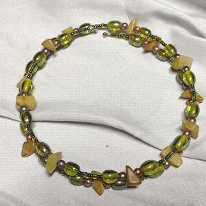 Green Agate memory wire necklace